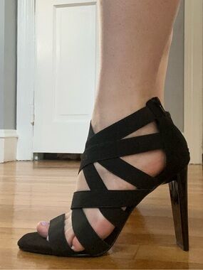 Strappy black heels